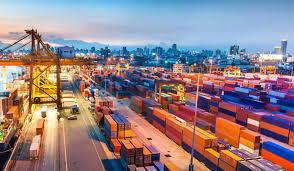 Shipping port container terminal for interstate and export freight
