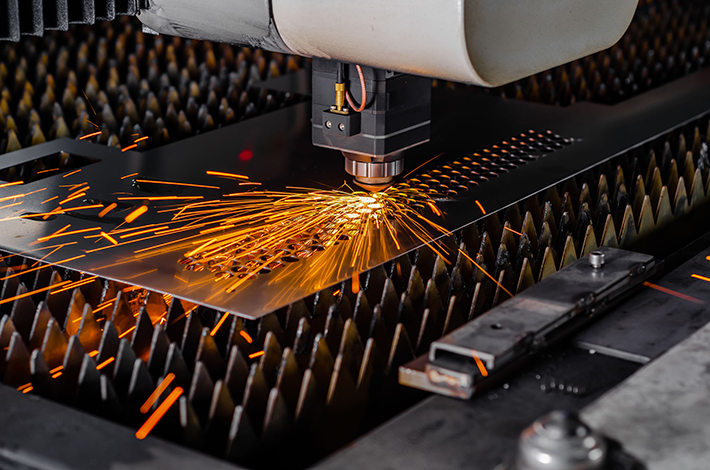 Fibre laser cutting steel plate at Pressform Engineering, Perth