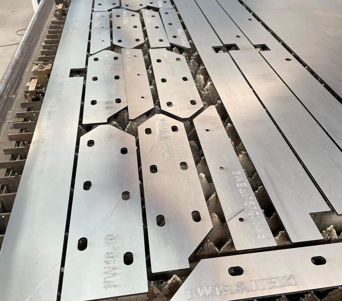 Blanks nested and cut at Pressform, ready for punching and forming
